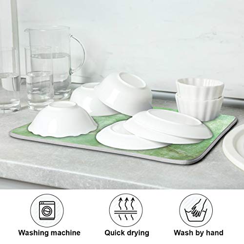 Super Absorbent Dish Drying Mat (Green Jade Stone Marble / 18" x 24")