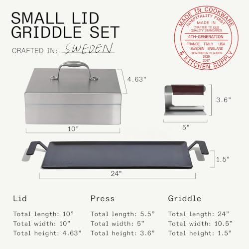 Cookware Carbon Steel Griddle and Grill Press Set with Half Lid