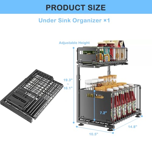 Under Sink Organizer with Adjustable Height (2 Pack)