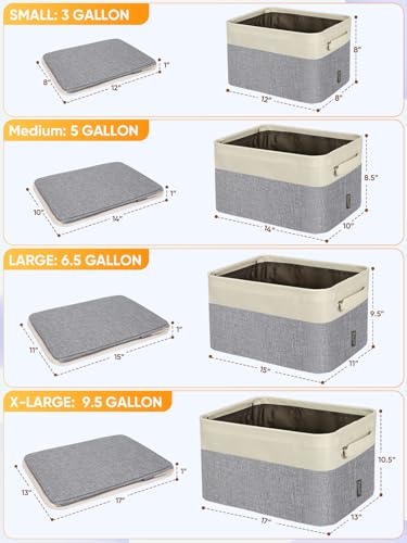4 Pack Fabric Closet Storage Bins for Shelves (Grey / 4PCS/X-Large-17x13x10.5)