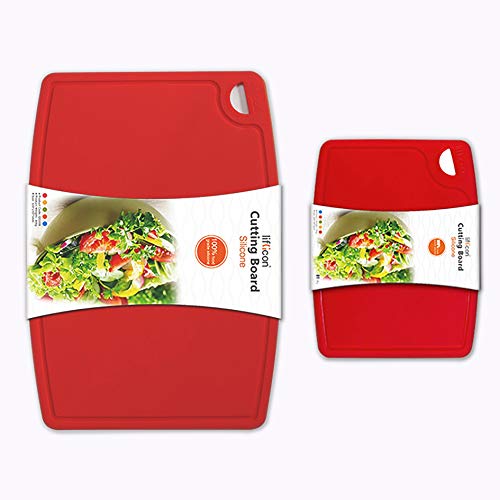 Thick Silicone Cutting Boards for Kitchen Silicone Chopping Boards (S+L / Red)