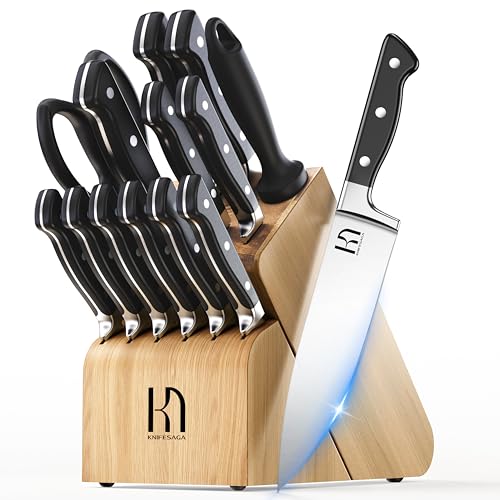 Japanese Knife Set with Sharpener (Natural Black)