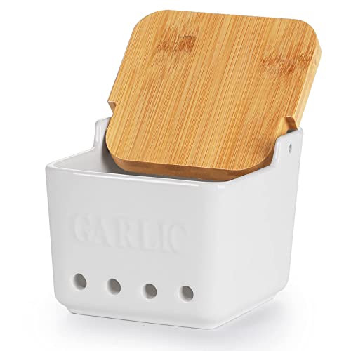 Garlic Keeper with Lid (White)