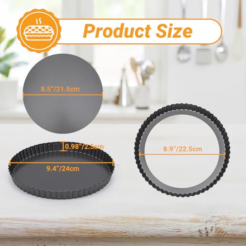 Tart Pan 9 Inch with Removable Bottom (Black-Round-4 pack / 9 Inch)