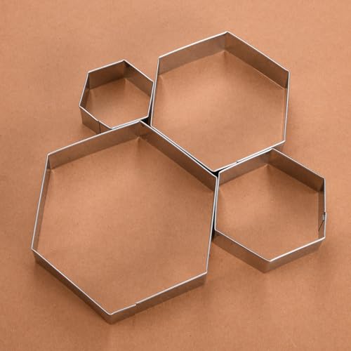 Regular Hexagon Cookie Cutter Set Large Stainless Steel Honeycomb Geometric Frame Plaque Cookie Cutters Shapes Molds 1 Inch Depth (Regular Hexagon)