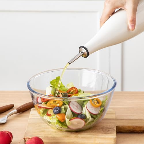 16 Oz Ceramic Olive Oil Dispenser Bottle (16 Ounces / White)