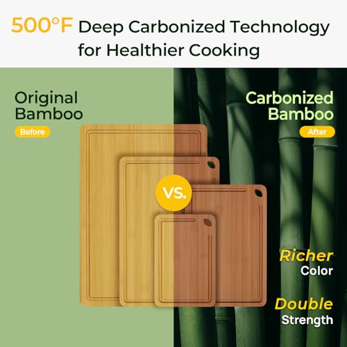 Wood Cutting Board 4 (4-Piece / Carbonized Bamboo (Brown))