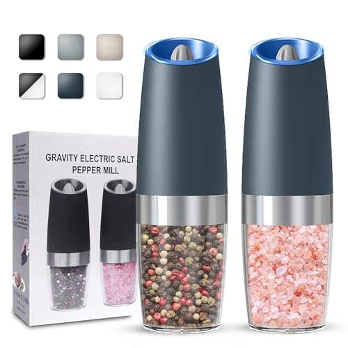 Battery Operated Gravity Salt And Pepper Grinder Set (Gray)