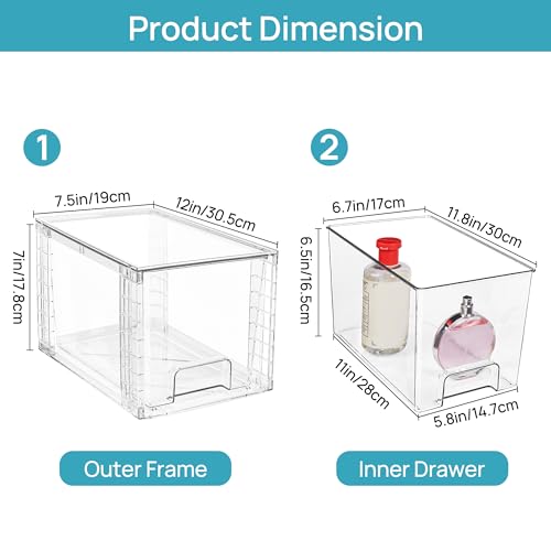 6 Pack Large Stackable Storage Drawers (Clear( 6 Pack))