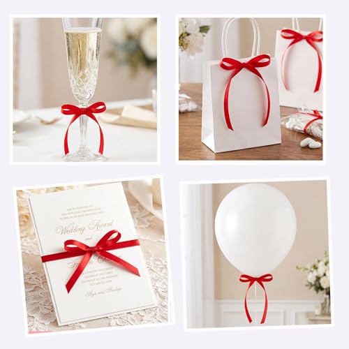 30 Pack Red Ribbon Bows for Cake Bow Cake Toppers (Red)