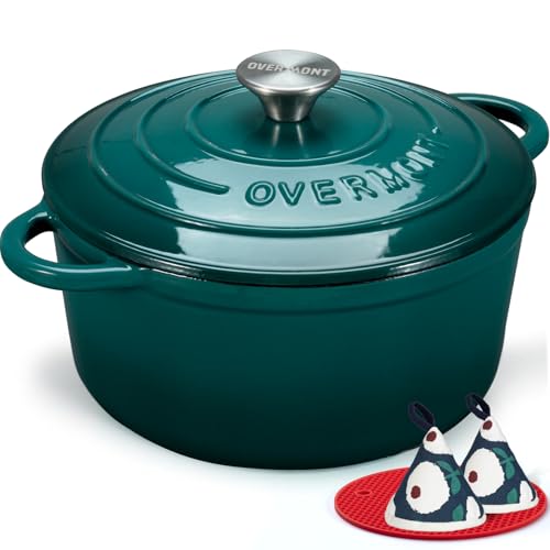 Enameled Cast Iron Dutch Oven (5.5 Quart / Bottle green)