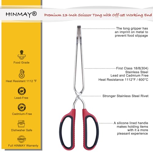 13 Inch Stainless Steel Scissor Tongs with Comfort