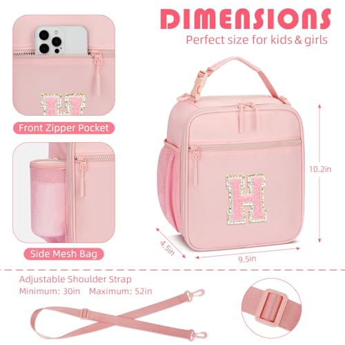 Lunch Box Kids Large Initial Insulated Lunch Bag for Girls