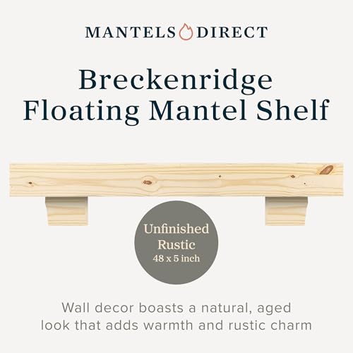 Breckenridge 48” Fireplace Mantel Shelf with Corbels (Unfinished Rustic / 48 Inch)