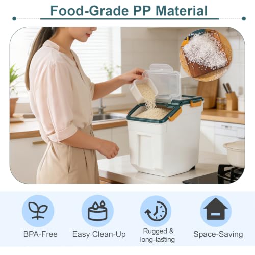 50 lb Large Food Grade Container for Rice Flour Sugar (Blue / 50lbs, 4-pack)