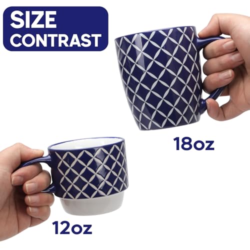 18 OZ Coffee Mugs Set of 6 (18 OZ / Blue Coffee Mugs)
