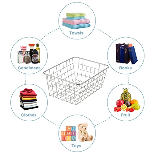 Wire Kitchen Storage Basket 4 Packs (Silver)