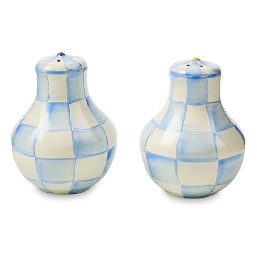 Enamel Salt and Pepper Shakers (Sky Check / Small)