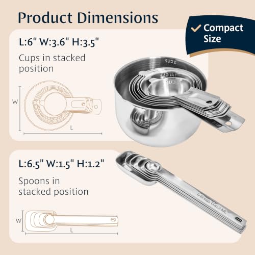 Stainless Steel Measuring Cups and Spoons Set