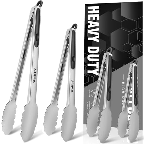 Stainless Steel Kitchen Tongs for Cooking (7+9+12+14inch / 4Pcs Stainless Steel Kitchen Tongs)