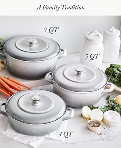 7QT Round Dutch Oven Casserole Pot with Lid (7QT Covered Casserole / Cloud Gray)