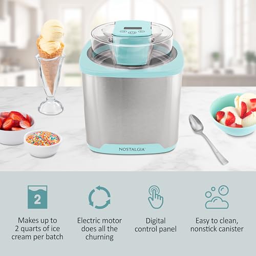 2 Quart Electric Ice Cream Maker (2 QT Digital / Stainless Aqua)