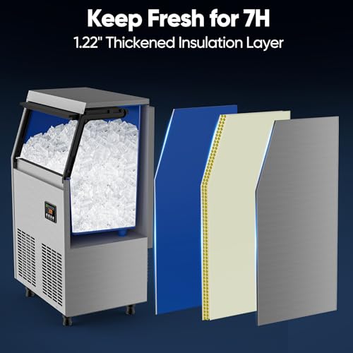 Commercial Ice Maker Machine (150lbs/24H / Commercial Ice Maker-Silver)