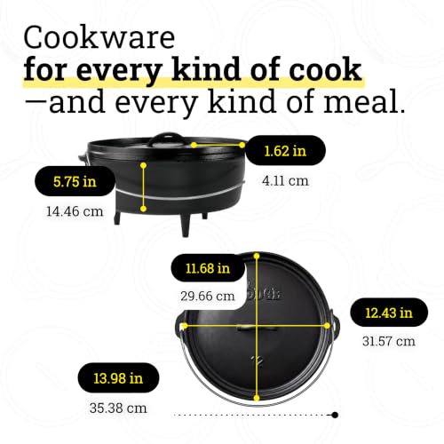 Pre Seasoned Cast Iron Deep Camp Dutch Oven with Lid (6 Quart / Oven)
