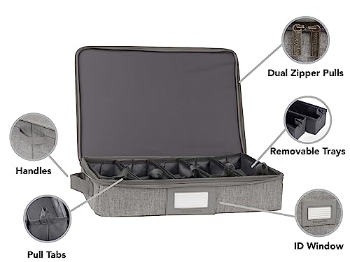 Flatware Storage Box with Removable Trays (Grey Heather / 15W x 11D x 3H)