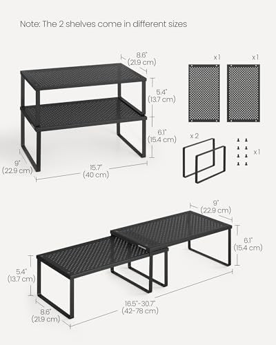 Set of 2 Metal Spice Racks (Ink Black / 2 Tiers (9"D x 15.7"W))