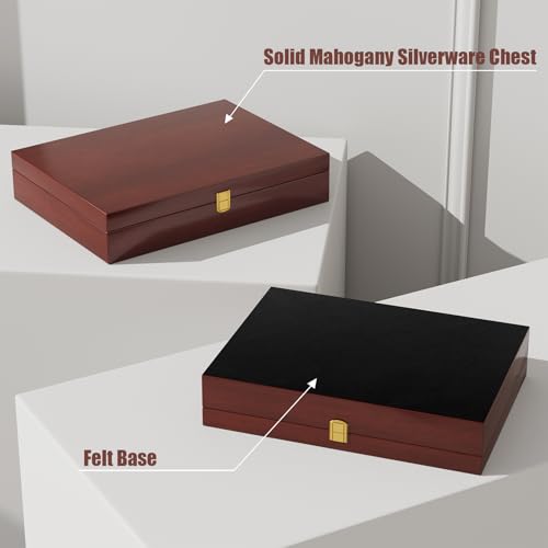 Mahogany Wood Silverware Storage Box (Walnut / 1 Tier)
