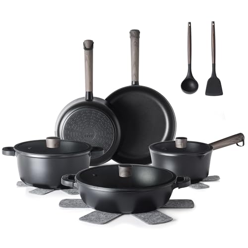 15Pcs Nonstick Cookware Set (Night Black / 15 Pieces)