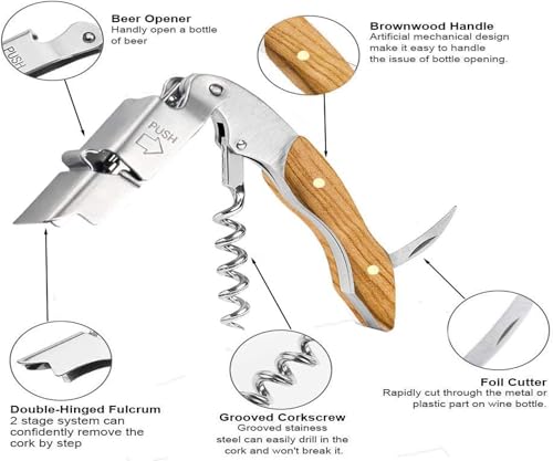 Professional Waiter Corkscrew Wine Key for Bartenders Set of 3 (3 Count)