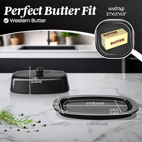 Standard Ceramic Butter Dish with Lid (Black / Standard)