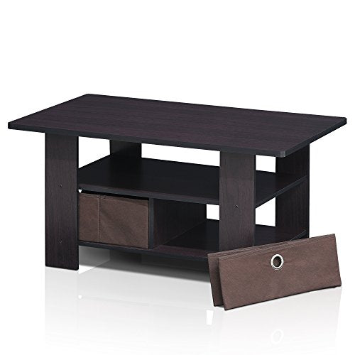 Andrey Coffee Table with Bin Drawer (Dark Walnut / 2 Bin)