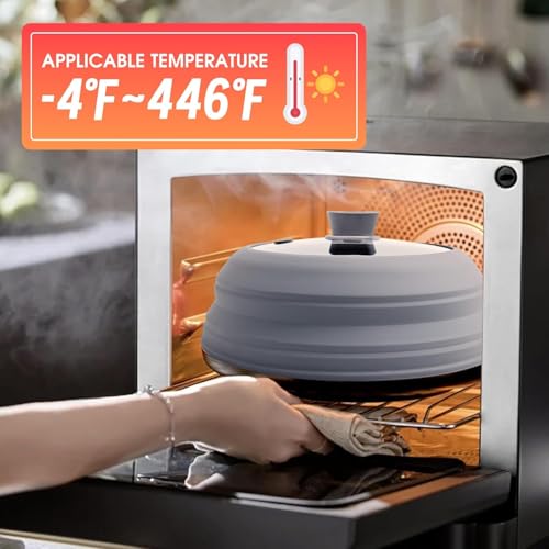 10.5 Inch Silicone & Glass Microwave Splatter Cover (Grey / 10.8Inch)