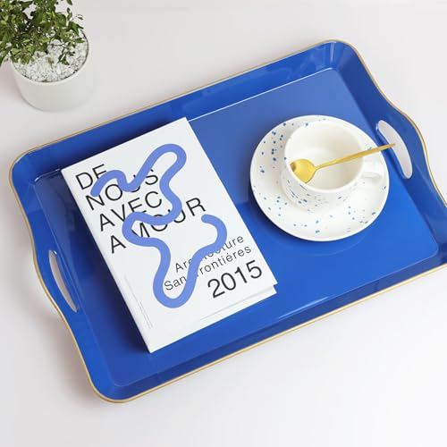 Large Blue Serving Tray with Handles (L2blue)