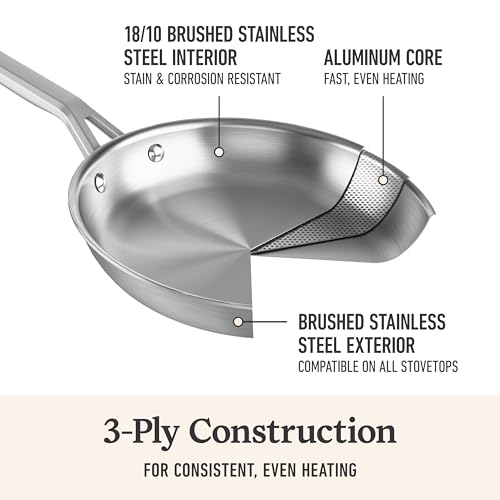 Brushed 3 Ply Stainless Steel Cookware Set w (10-Piece Set)