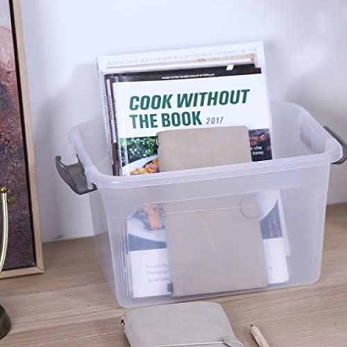 4 Packs 8.5 QT Storage Bins with Lids Clear Plastic Bins with Grey Handle Stackable Storage Containers for Organizing (8.5QT / 4 PACK)