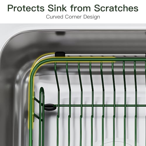 Green Dish Drying Rack in Sink with Utensil Holder (Green / For 10"-12"w Sink)