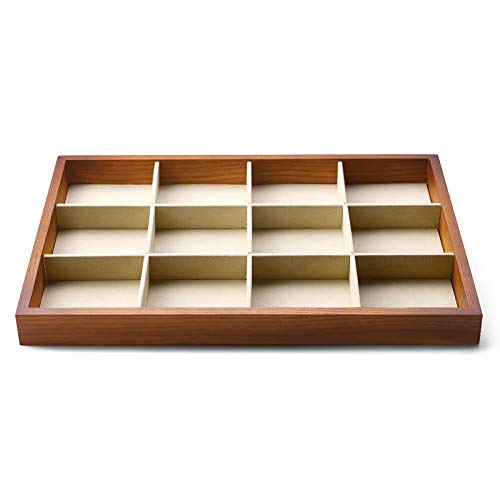 Solid Wood Jewelry Tray (Creamy-white 12 grid tray)