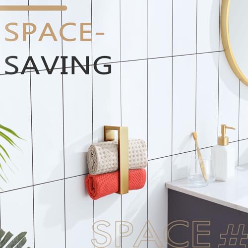 Towel Ring Brushed Gold Hand Towel Holder 9 Inch Kitchen Towel Hanger Rack Stainless Steel Bathroom Hardware Wall Mounted (Brushed Gold / 1 Pack)