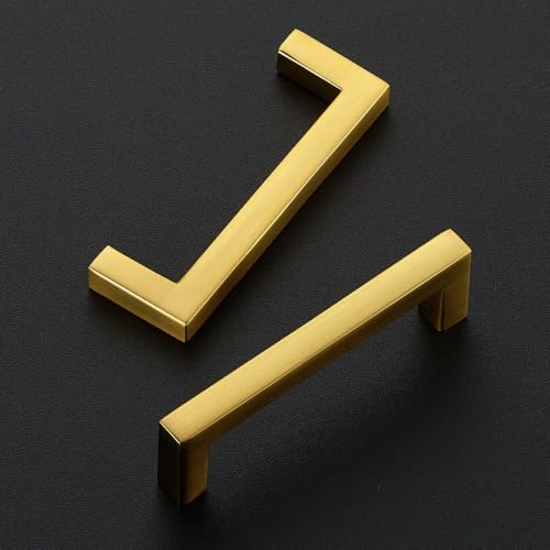 Gold Cabinet Handles Solid Cabinet Pulls (Gold / Flat Black 3'' Hole Center)