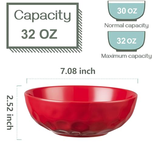 Ceramic Salad Bowls Set for Kitchen (Scarlet Red)