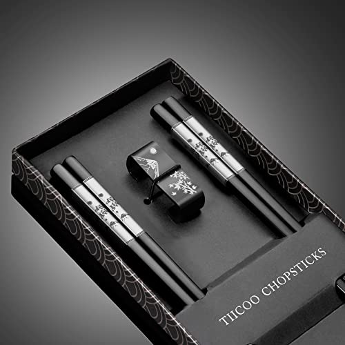 Premium 304 Stainless Steel Chopsticks Set (Black)