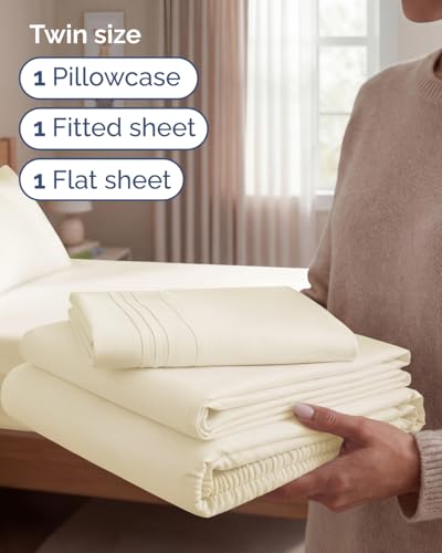 Twin Size 3 Piece Sheet Set (10 - Off White / Twin)
