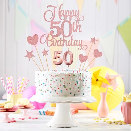 50th Birthday Cake Decorations (9 Count)