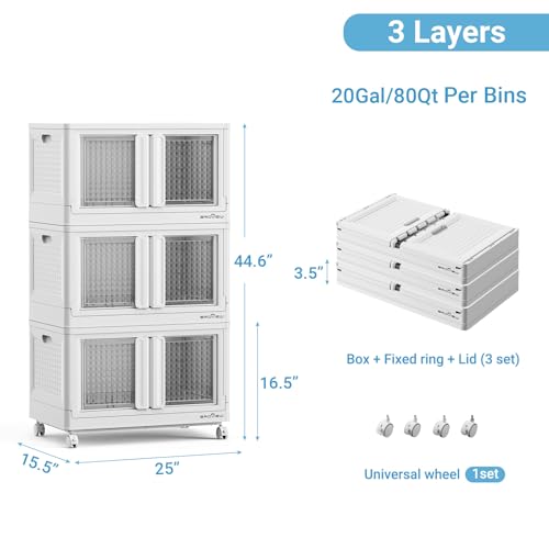 300Qt Stackable Storage Bins with Lids (White / 75 GAL)