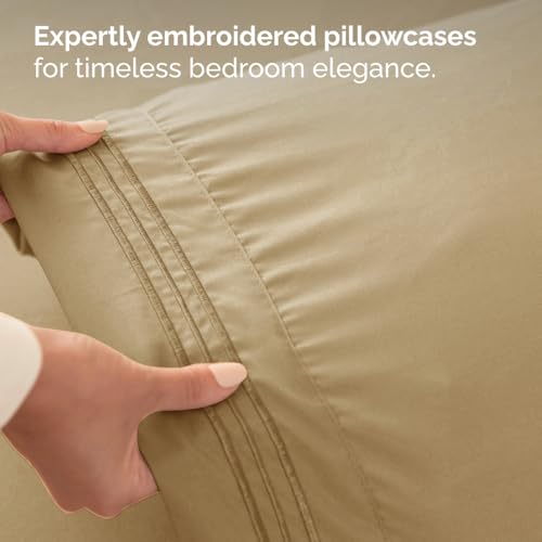 Split King Size 5 Piece Sheet Set (13 - Beige / Split King Size)