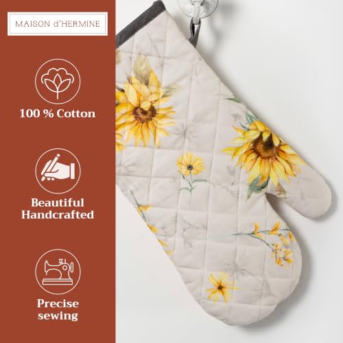 Maison d'Hermine Oven Gloves 100% Cotton Oven Mitt (057 - Candice / 7.5" x 13" (Oven Mitt))